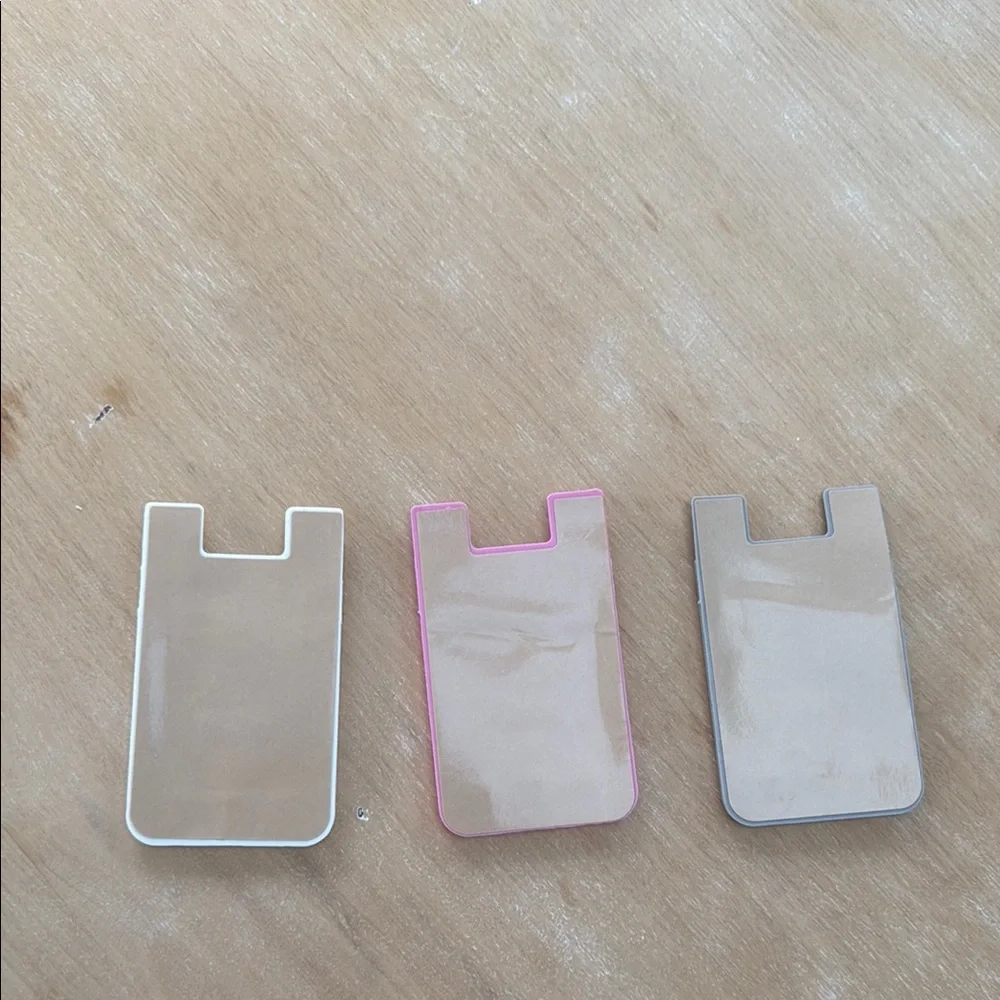 Universal Silicone Card Holder for Smartphones - White, Pink, and Gray